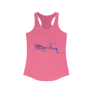 Women's Flowy Racerback Tank Blue wives Large Logo