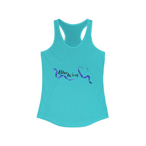Women's Flowy Racerback Tank Blue wives Large Logo