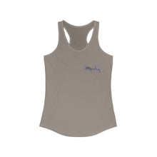 Load image into Gallery viewer, Women&#39;s Flowy Racerback Tank Blue Wive Small Logo