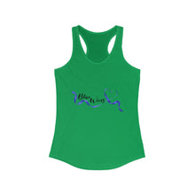 Load image into Gallery viewer, Women&#39;s Flowy Racerback Tank Blue wives Large Logo