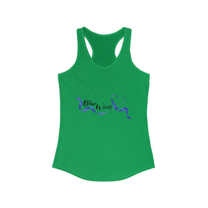 Women's Flowy Racerback Tank Blue wives Large Logo