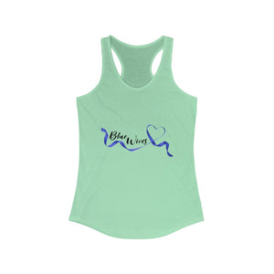 Women's Flowy Racerback Tank Blue wives Large Logo