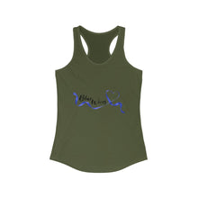 Load image into Gallery viewer, Women&#39;s Flowy Racerback Tank Blue wives Large Logo