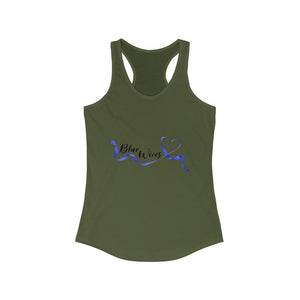 Women's Flowy Racerback Tank Blue wives Large Logo