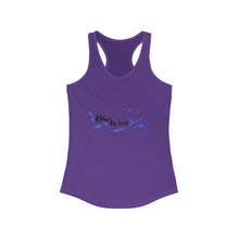 Load image into Gallery viewer, Women&#39;s Flowy Racerback Tank Blue wives Large Logo