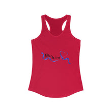 Load image into Gallery viewer, Women&#39;s Flowy Racerback Tank Blue wives Large Logo