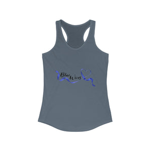 Women's Flowy Racerback Tank Blue wives Large Logo