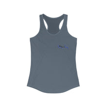 Load image into Gallery viewer, Women&#39;s Flowy Racerback Tank Blue Wive Small Logo