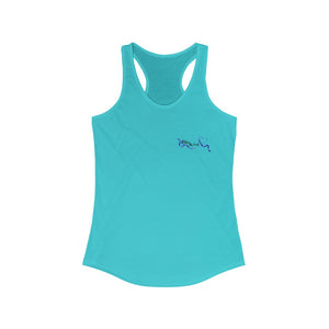 Women's Flowy Racerback Tank Blue Wive Small Logo