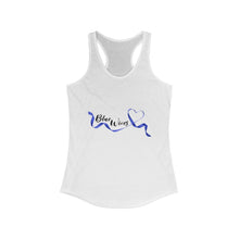Load image into Gallery viewer, Women&#39;s Flowy Racerback Tank Blue wives Large Logo
