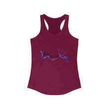 Load image into Gallery viewer, Women&#39;s Flowy Racerback Tank Blue wives Large Logo