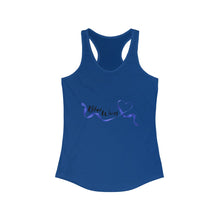 Load image into Gallery viewer, Women&#39;s Flowy Racerback Tank Blue wives Large Logo
